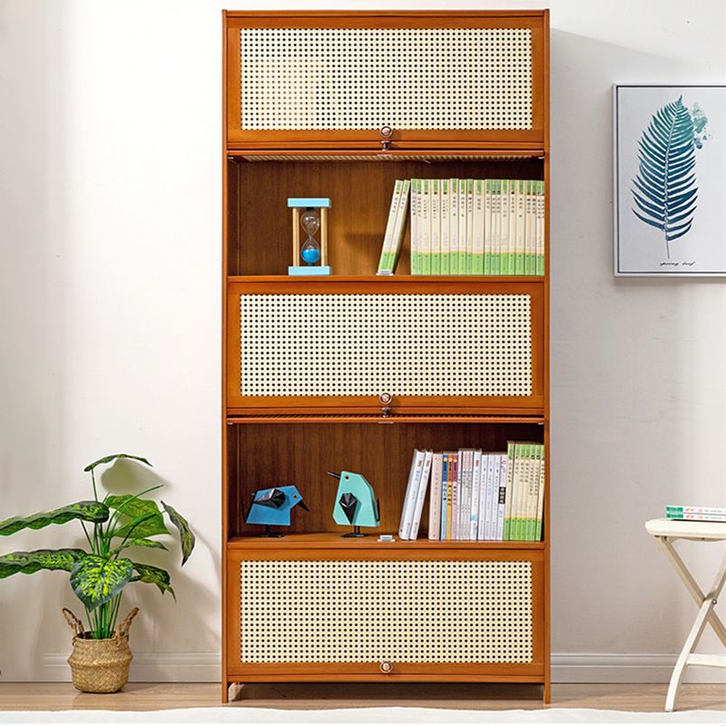 Contemporary Simple Rectangular Bamboo Cabinet with Doors in Brone