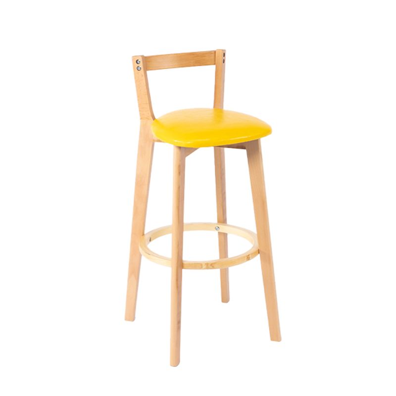 Nordic Armless Backrest Counter Stool Wood Cashier Bar Stool with Cushion and Pedal