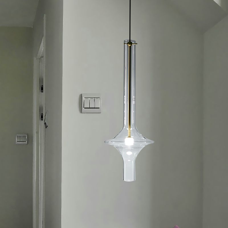Vetro trasparente tubo ondulato appeso al soffitto minimalismo 1 testa a sospensione a sospensione lampada a ciondolo