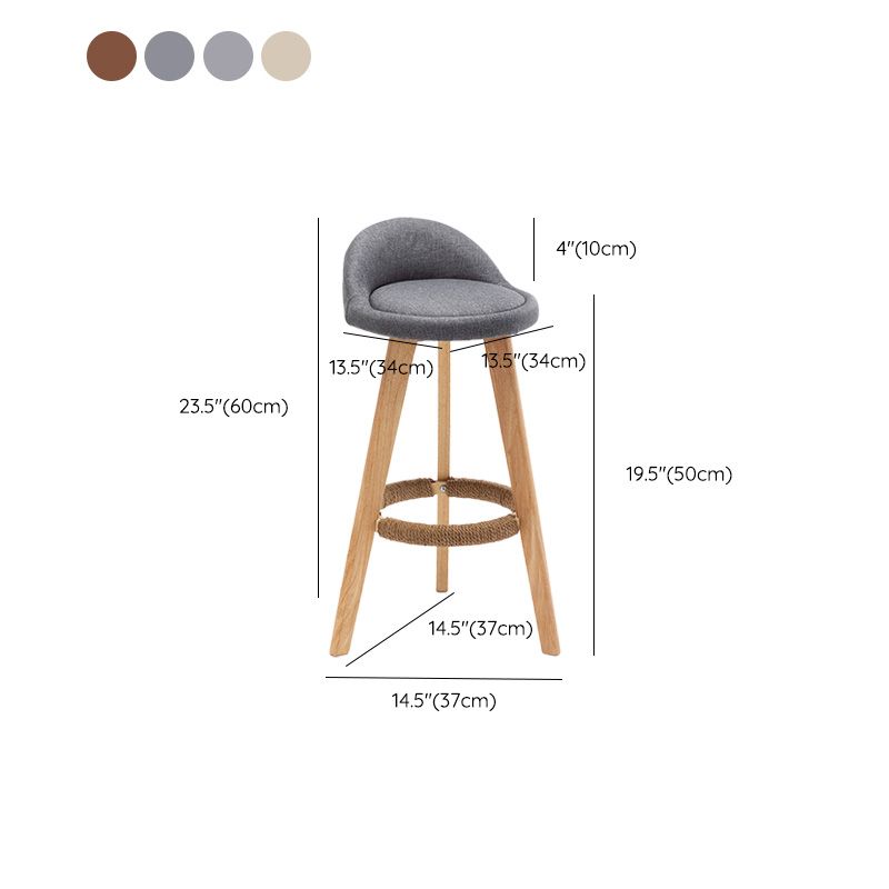 Industrial Armless Backrest Counter Stool Wood Cafe Bar Stool with Cushion and Pedal