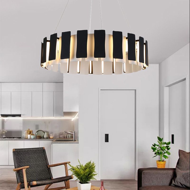 Circular Bernero Candelier Luz Luz Led Metal LED contemporáneo Kit de luz colgante en negro