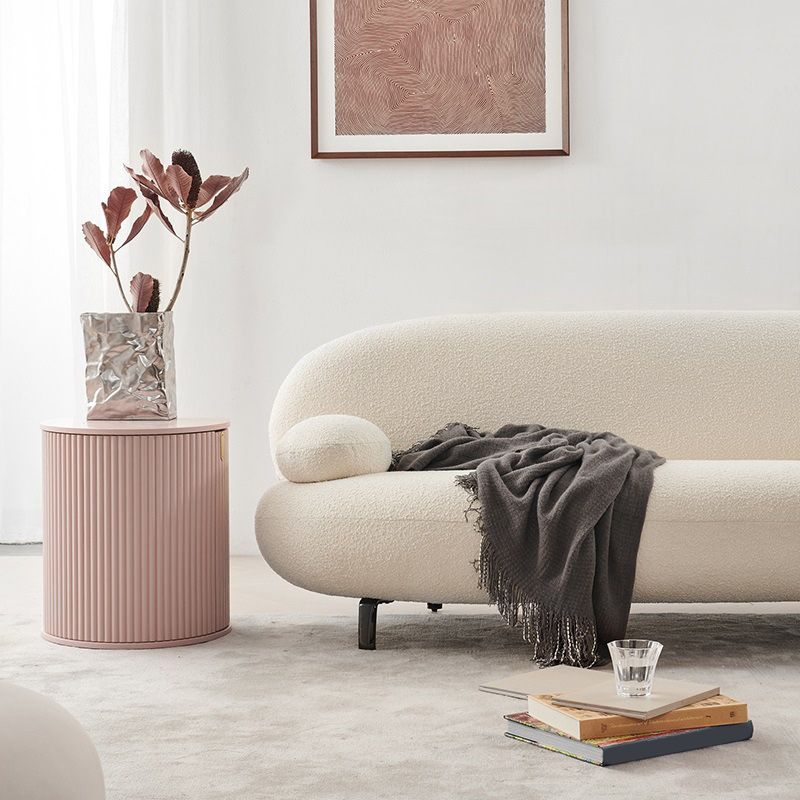 Standard Round Arm Sofa Modern Minimalist Fabric Sofa in White