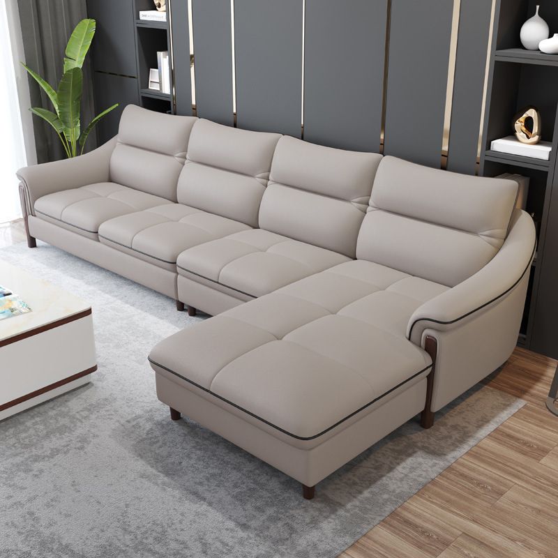 Nordic Style Sofa Bed Leather Material Sloping Armrest Cushioning Back Sofa