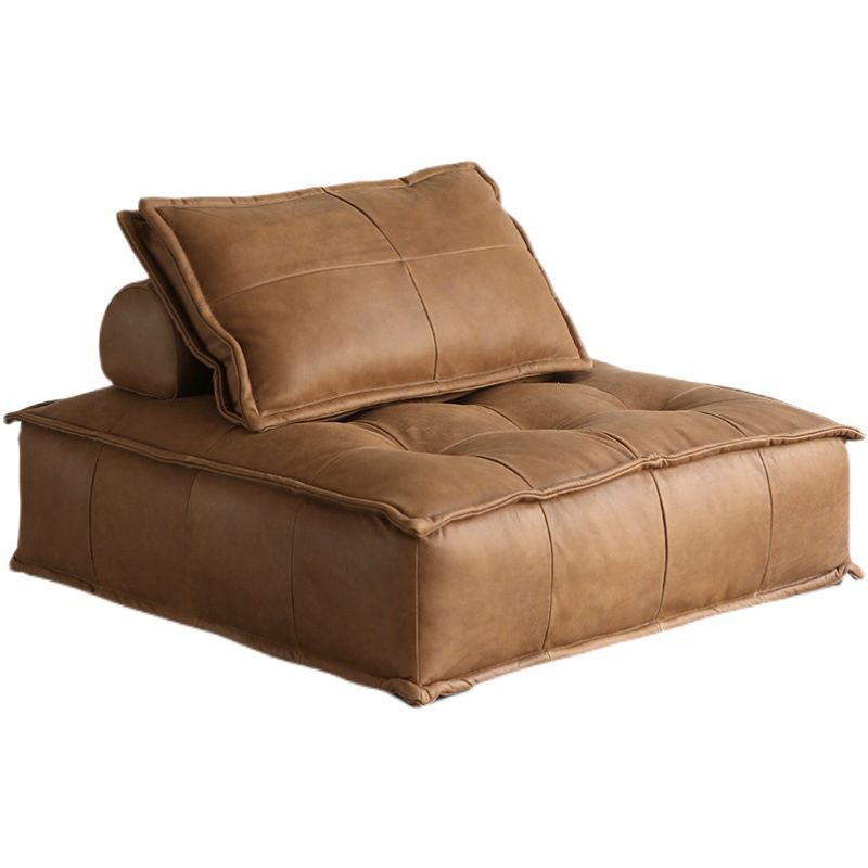Genuine Leather Armless Settee Contemporary Standard Sofa for Apartment
