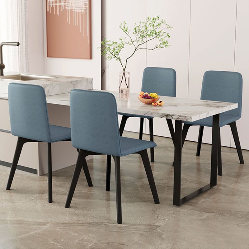 Contemporary Side Chair with Black Wood Legs Matte Finish Solid Back Dining Chair