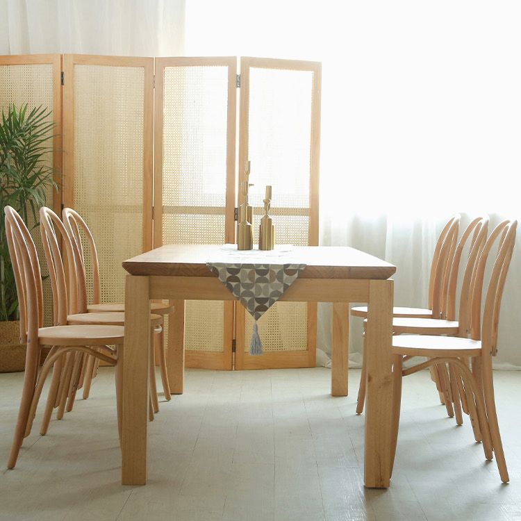 Modern Solid Wood Dining Set 1/2/5/7 Pieces Natural Finish Dinette Set with Wooden Chairs