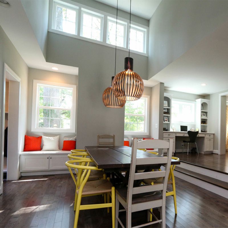 Forme de cage d'oiseau en bois massif Lumières suspendues de style moderne 1 lumière suspendue Lumière pour chambre à coucher