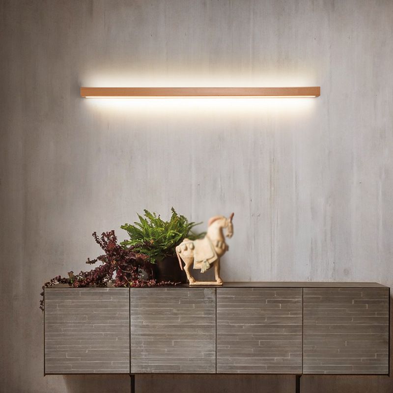 1 Light Linear Wall Sconce Lights Minimalist Wood Wall Mounted Lamp
