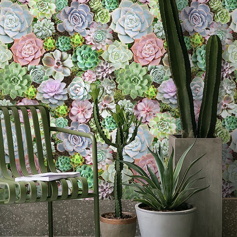 Papier peint adhésif en fleurs de plantes succulentes vertes, décoration murale bonsaï pour balcon