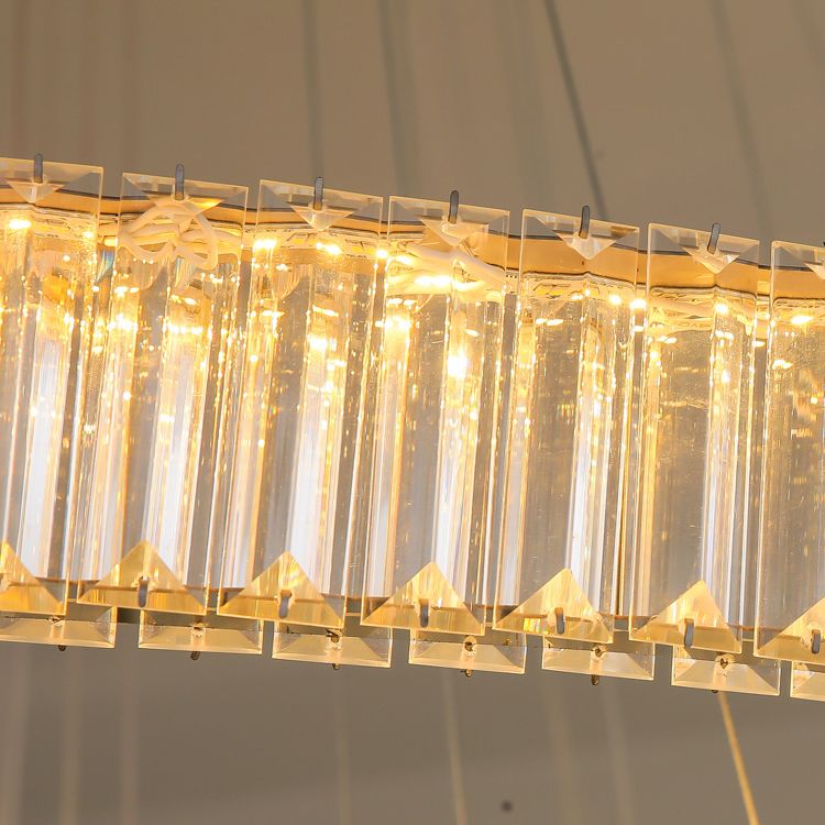 Iluminación lineal lineal de 2 luces Luces de isla de cristal contemporánea en oro