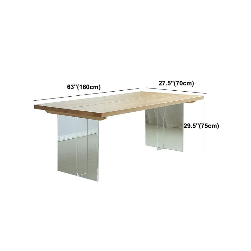 Natural Dining Table Rectangle Contemporary Style Solid Wood Dinner Table