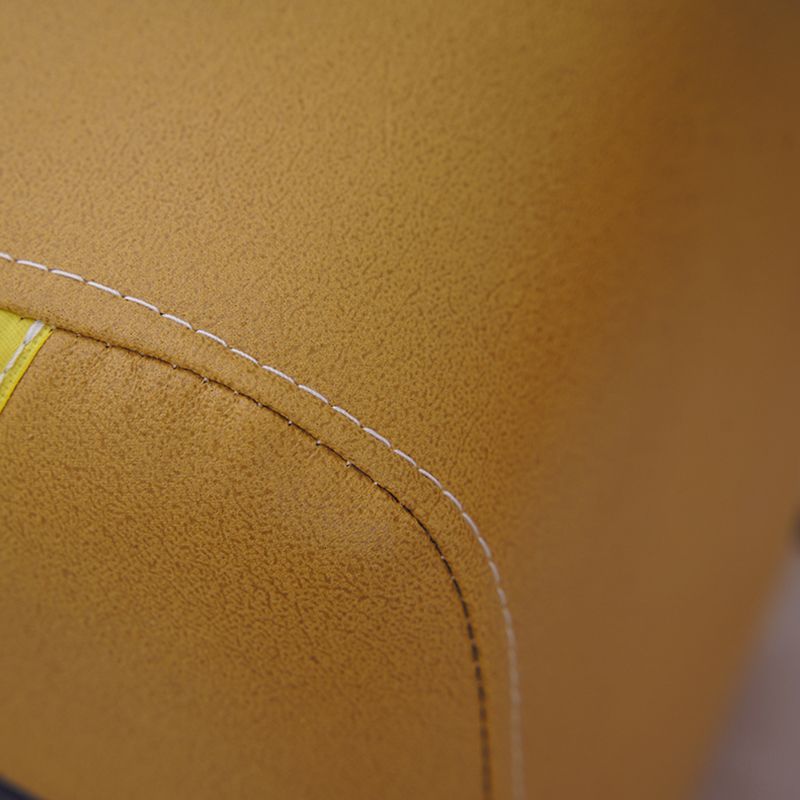 Contemporary Pouf Ottoman Fabric Upholstered Patchwork Solid Wood Frame Square Ottoman