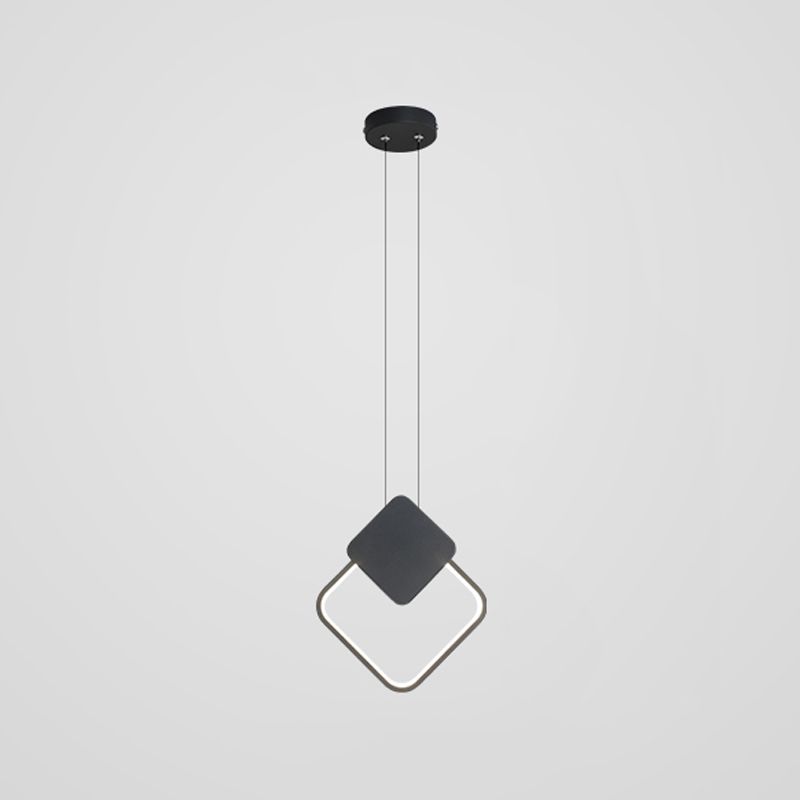 Luz de techo colgante de anillo Ligera colgante moderna Candelera de orbe de metal en acabado negro