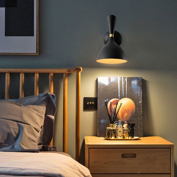 Nordic Macaron Double Cone-Shaped Wall Light Sconce Metallic Wall Light Fixtures for Bedroom