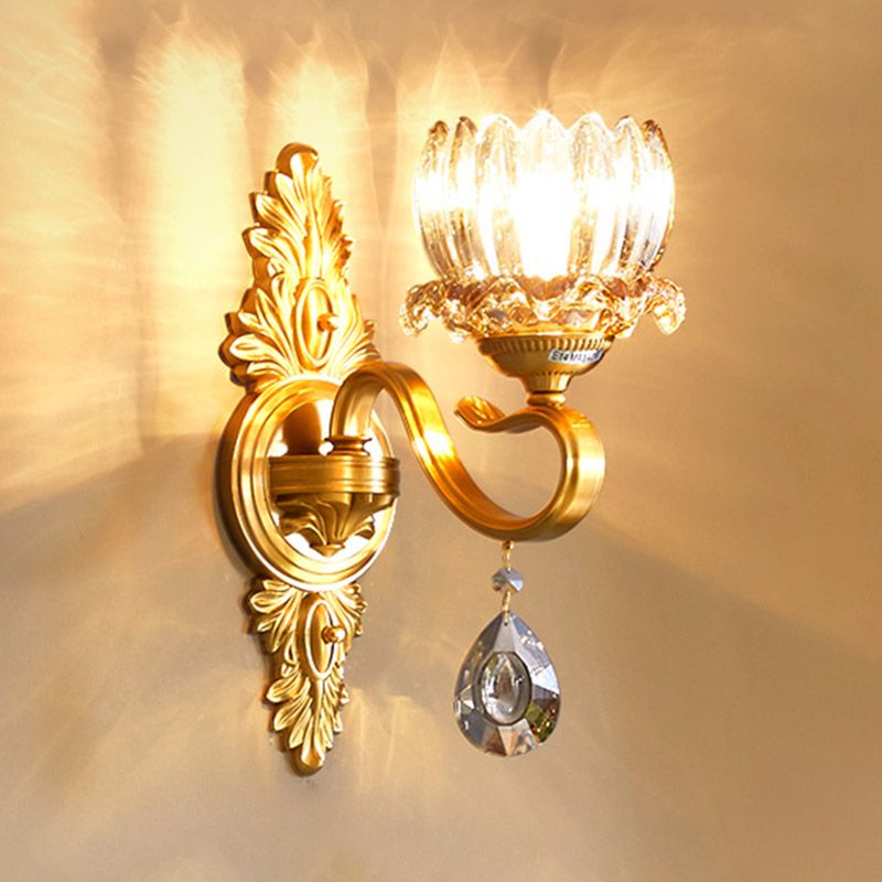 Modern Wall Sconce Household Wall Fixture with Crystal Shade for Bedroom Sitting Room