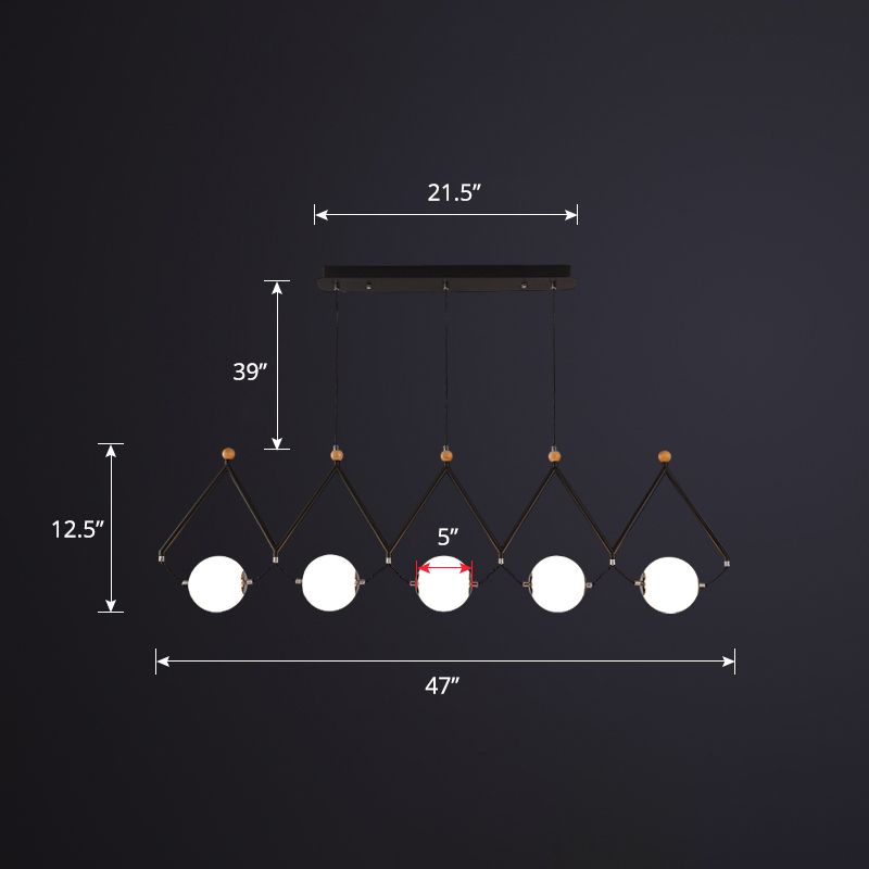 Ball Restaurant Suspension Light Ivory Glass Minimalist Creative Island Lighting Fixture