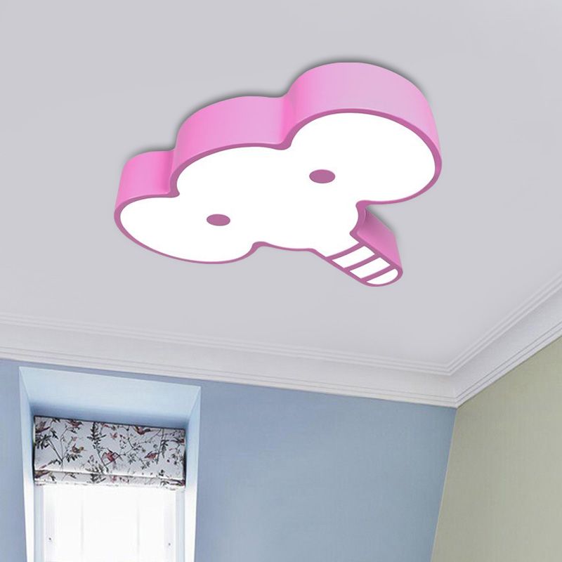 Elephant Face LED Flush Mount Fixture Kids Acrylic Red/Pink/Yellow Flush Ceiling Light for Bedchamber