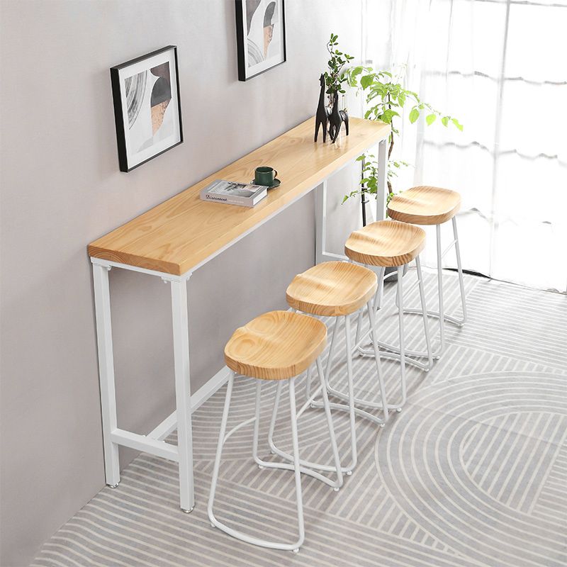 Industrial Rectangle Solid Wood Bar Table Set 1/5/9 Pieces Counter Table with High Stools