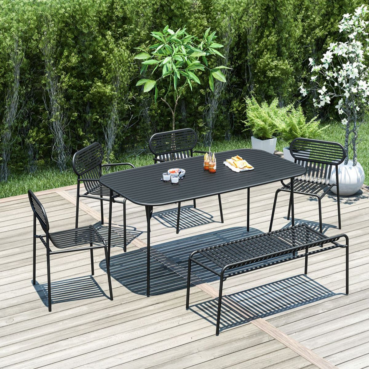 Rust - Resistant Metal Dining Table Rectangle Industrial Style Dining Table