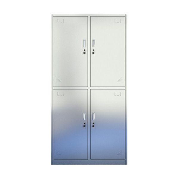 Silver Storage Cabinet with Hinged Doors Contemporary Steel Indoor Cabinet