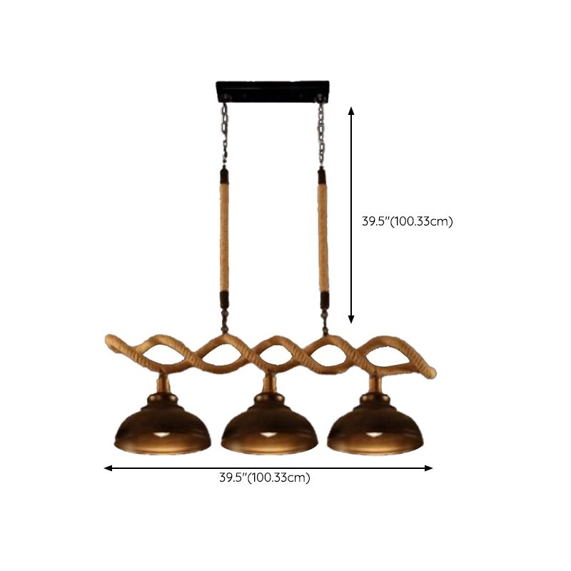 3 - Head Industrial Kitchen Island Fixture Hemp Rope Ceiling Pendant Light