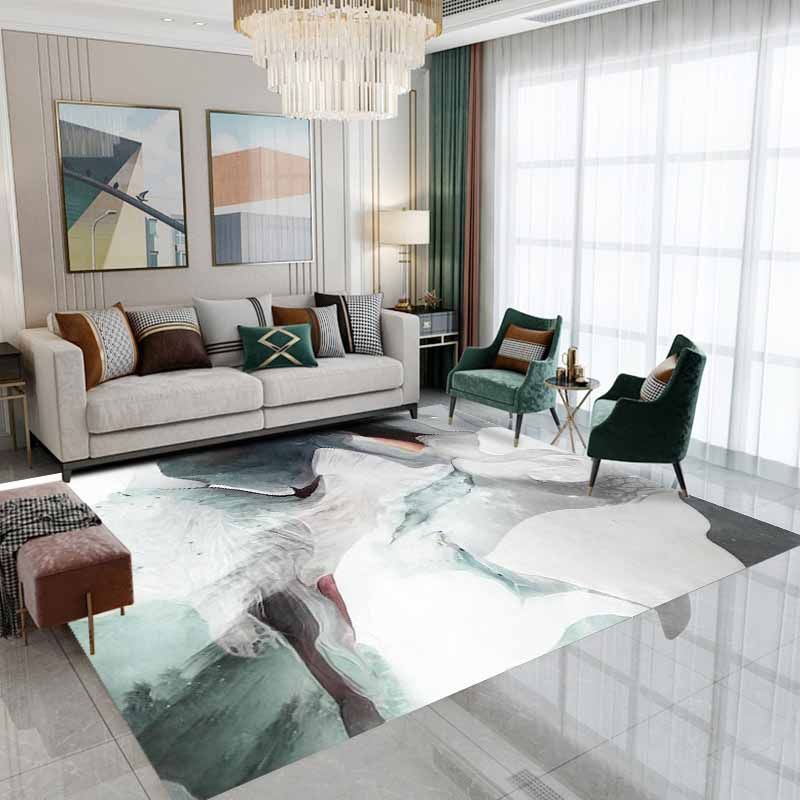 Yellow Simple Carpet Polyester Abstract Graphic Area Carpet Stain Resistant for Home Decor