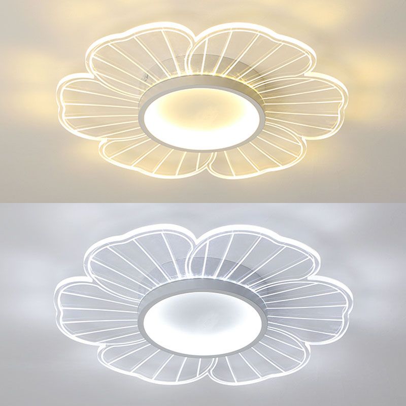 Modern Flower Shape Ceiling Fixture Metal Flush Light with Acrylic Shade for Living Room