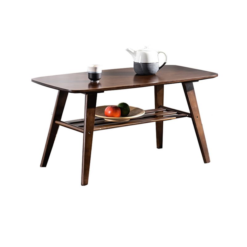 4 Legs 1 Coffee Table Contemporary Wood Coffee Table with Shelf