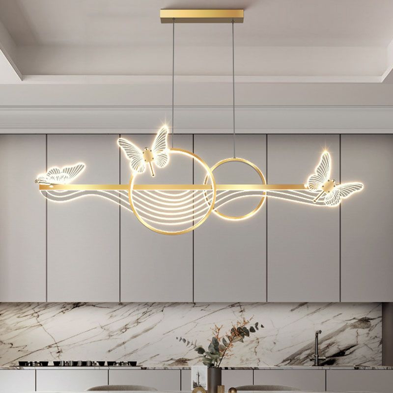 Postmoderne LED -Island -Lampen -Acryl -Schmetterlingsaufhängung Licht für Esszimmer