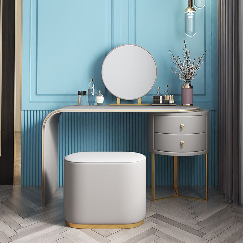 Glam Style 28.7" Height Vanity Set with Stool and Mirror Vanity