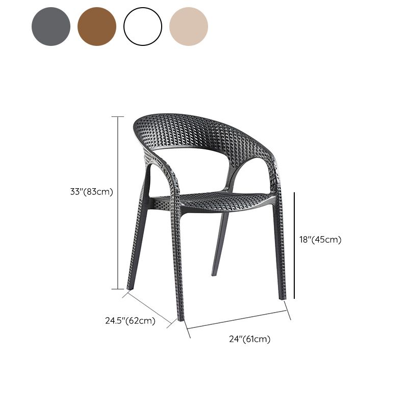 Contemporary Indoor-Outdoor Chair Patio Plastic Dining Arm chair