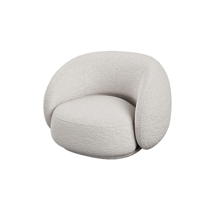 Beige Recessed Arm Curved Sofa for Apartment Contemporary Sofa