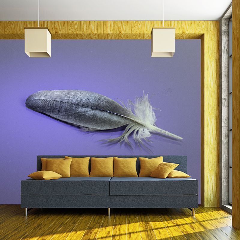Minimalism Style Feather Mural Decal Water Resistant Wall Decor for Gust Room