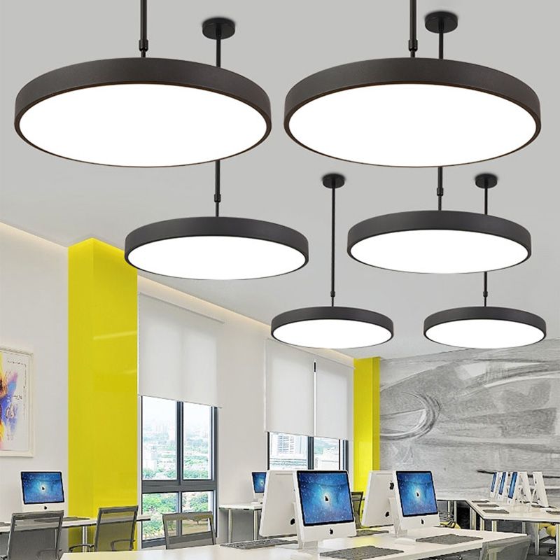 Metal Modern Simple Style Disc Shaped Led Pendant Decorative Lights for Office