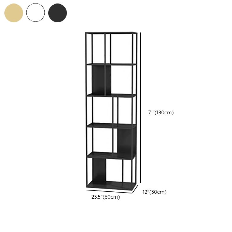 Contemporary Vertical Metal Bookshelf Open Back Bookcase with Shelves