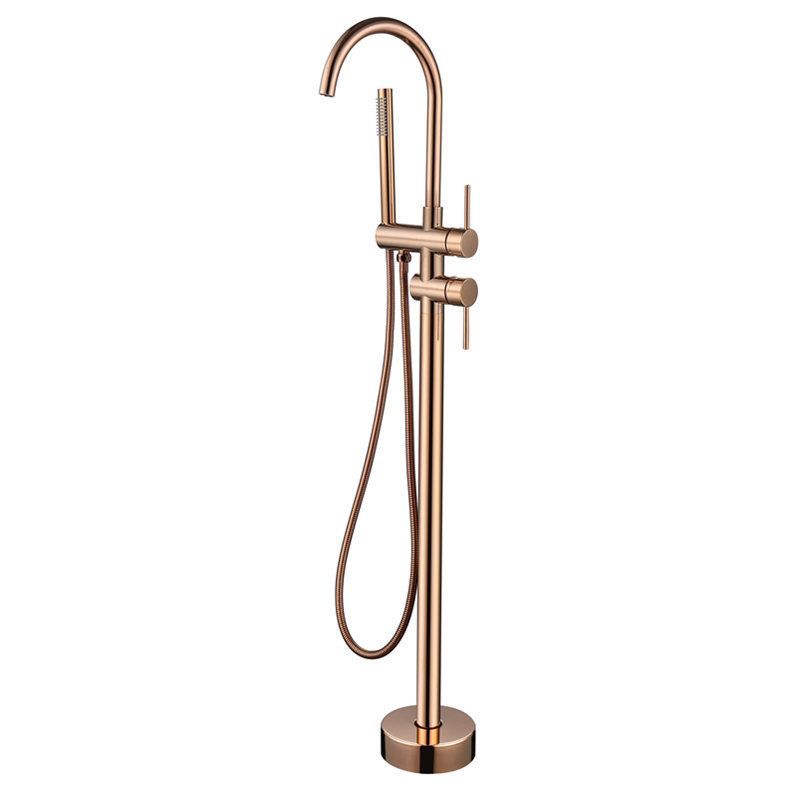 Floor Mounted Metal Freestanding Tub Filler High Arc Freestanding Faucet