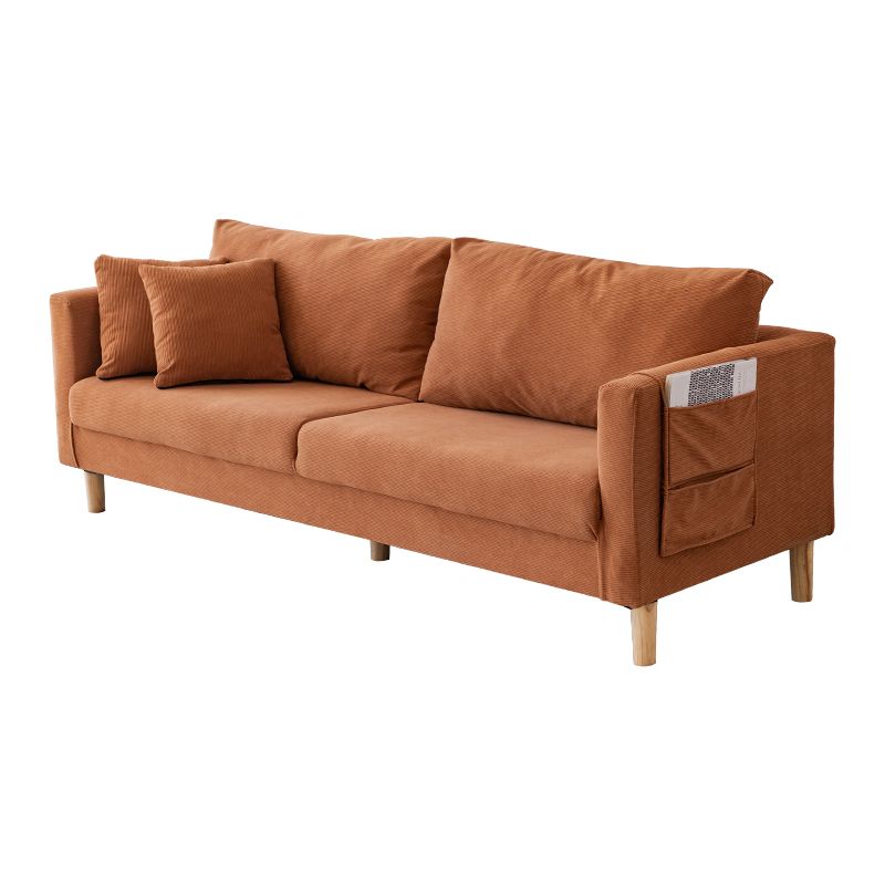 Contemporary Sofa with 2 Pillows Back and Storage in Solid Wood