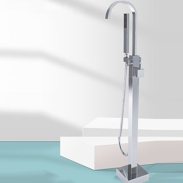 Modern Bathroom Faucet Floor Standing Handheld Shower Head Bathtub Faucet