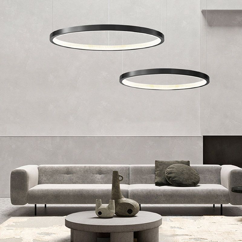 Round Chandelier Light Fixtures Modern Multi-Tier Suspension Pendant Lamps