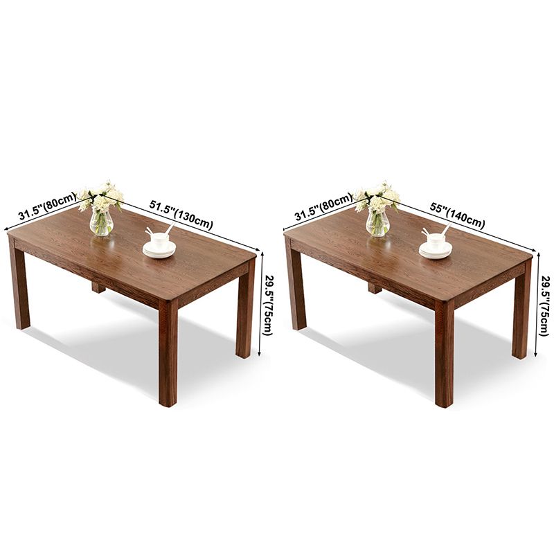 Contemporary Rectangle Dining Table Oak Solid Wood Table with 4 Legs for Kitchen Dinner Dining Room