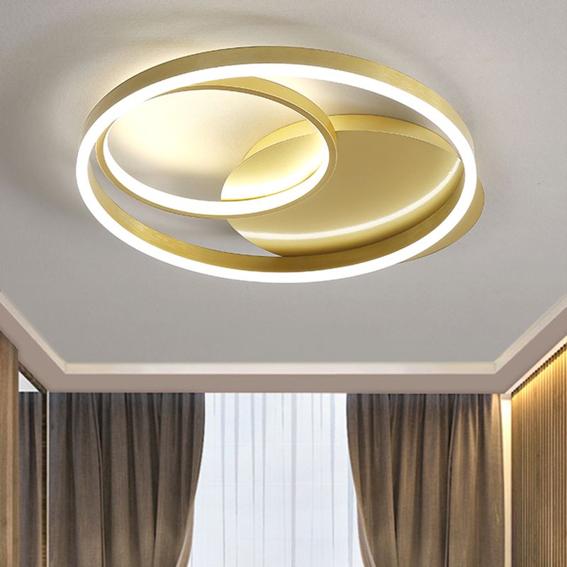 Halo Ring Flush Mount Contemporary Metallic Gold/Coffee LED Ceiling Light Fixture in Warm/White Light, 18/21.5 Inch Width