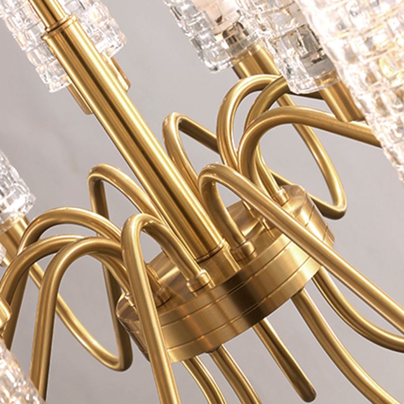 American Style Chandelier Glass Multi Light Hanging Light with Brass for Bedroom