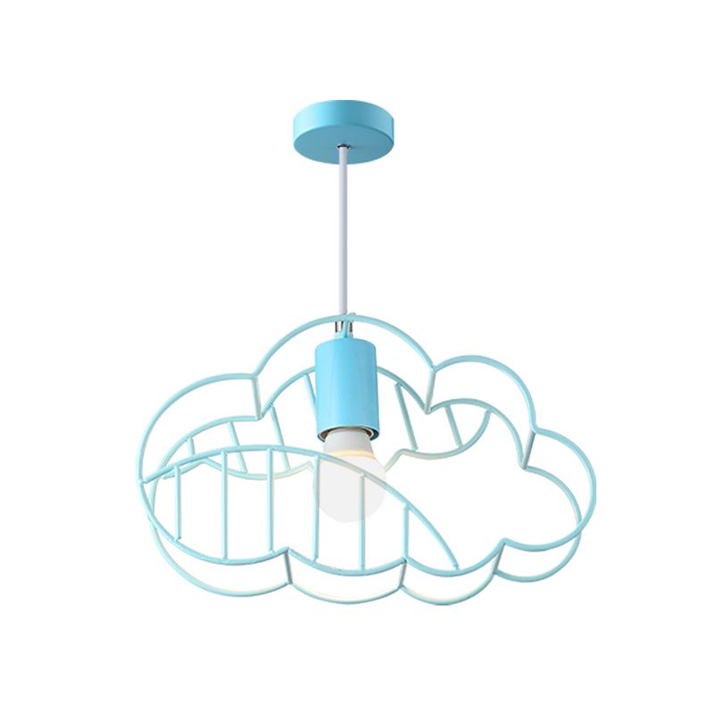 Creatief wolken frame metalen hangend plafondlicht enkele lamp hanger licht in blauw met ronde conopy