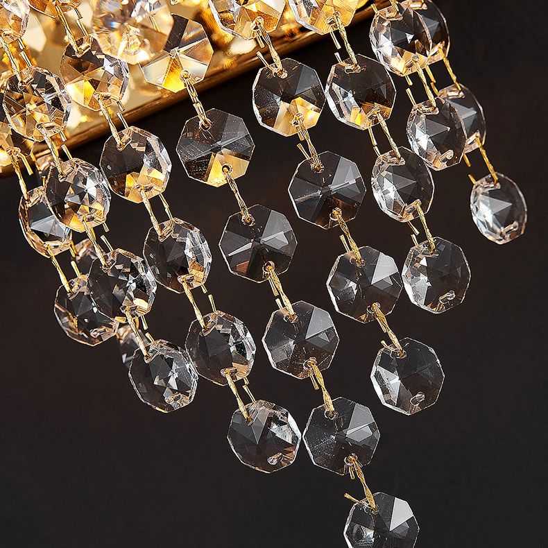 Carbon Steel Gold Wall Lamp in Modern Luxury Style Crystal Geometric Wall Light for Interior Spaces