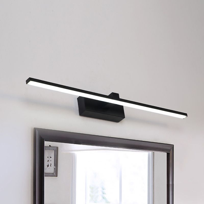 Iron Stick Vanity Mirror Light Simplicity Black/White LED Wall Mounted Lamp for Bathroom, 16/19.5/23.5 Inch Long