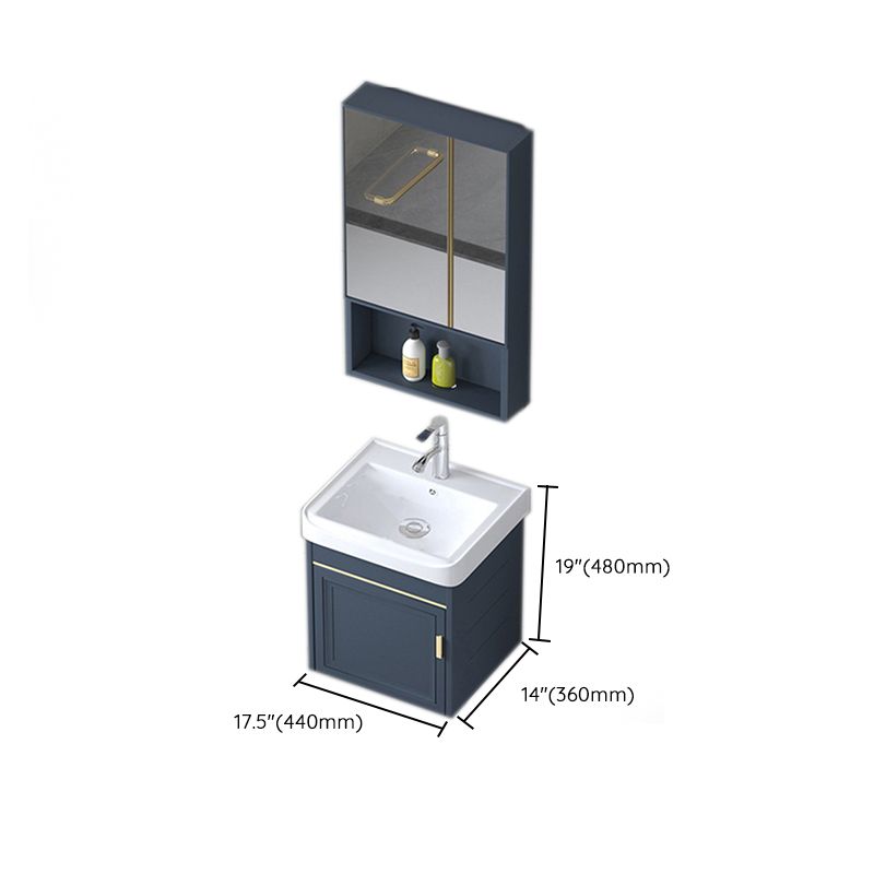 Modern Wall-Mounted Sink Vanity Blue Wall Mount Vanity Cabinet