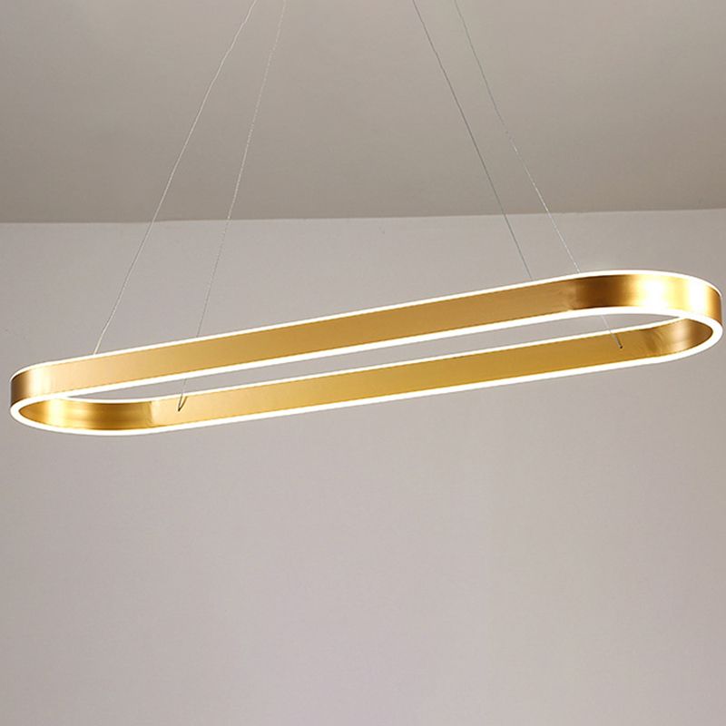 Modern Chandelier Linear Oval Island Lights 2 Light Metal Island Lighting Fixtures