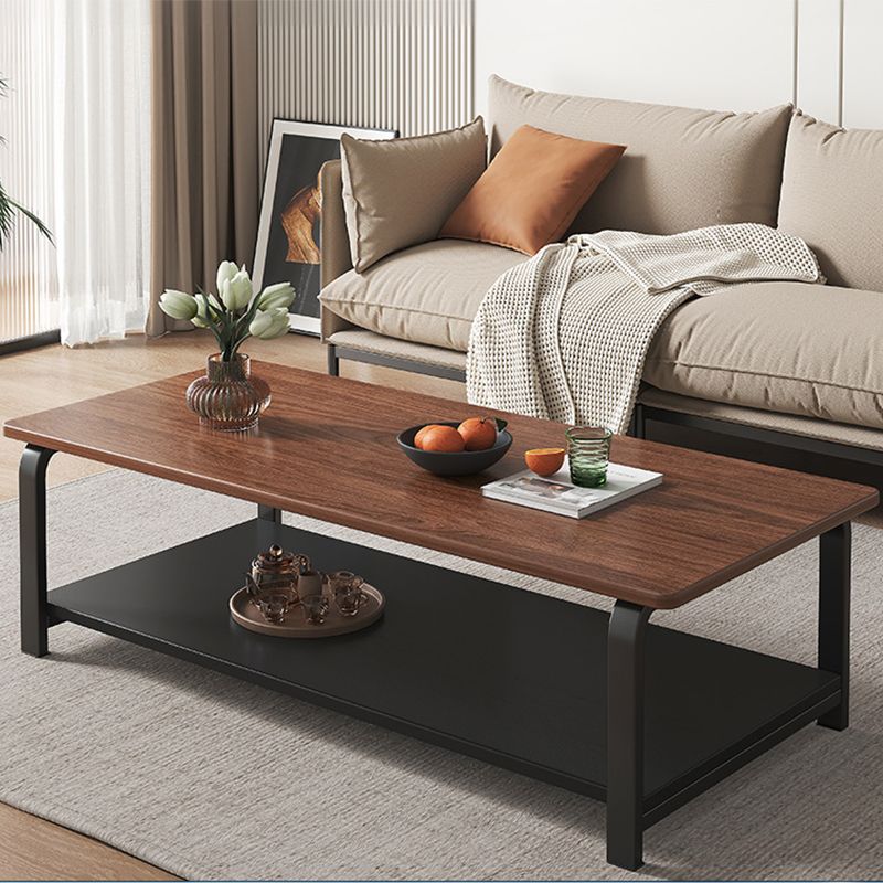 4 Legs Rectangular Coffee Table Contemporary Shelf Included Cocktail Table