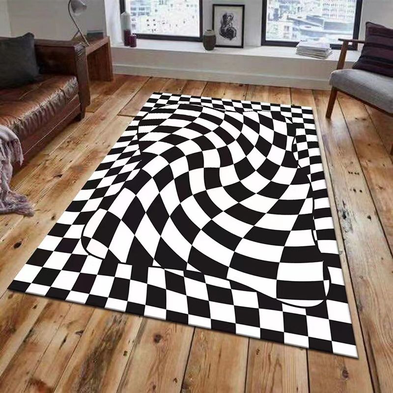 Leichter lila unregelmäßiger Check Teppich Polyester Moderner Teppich Waschbar Teppich für Wohnkultur