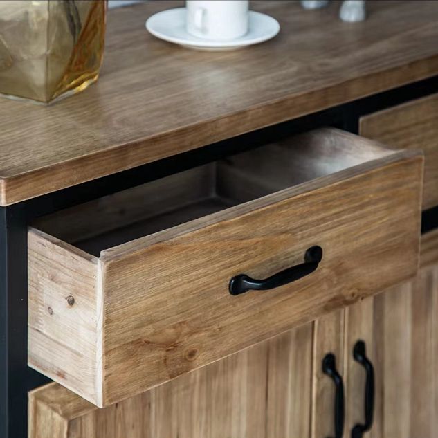 Distressed Wood 15.7" D Accent Cabinet Industrial Iron 2 - Door Chest with 2 Drawers